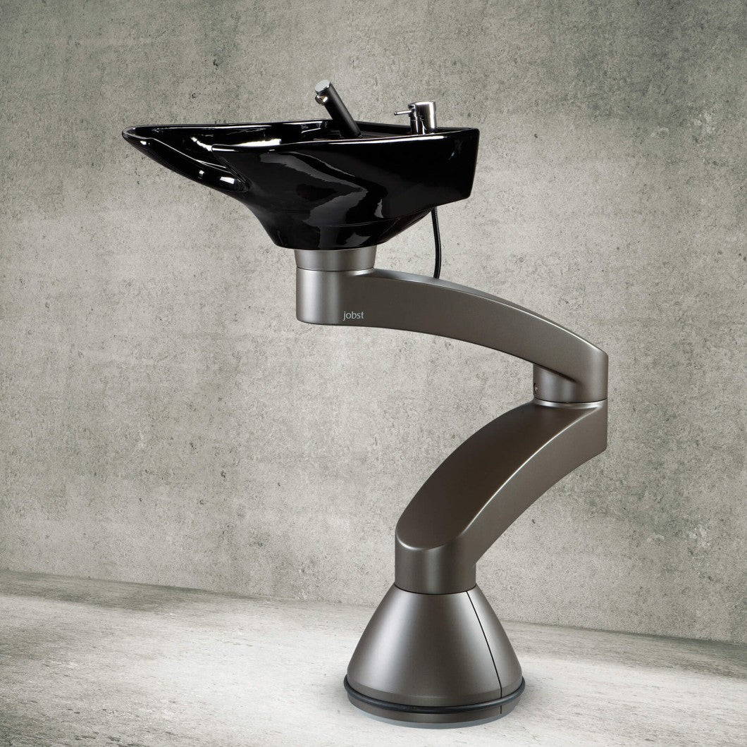 Contura swing PLUS - Dark gray pedestal sink - Black basin